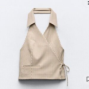 Zara Gingham Halter Top Worn One Time